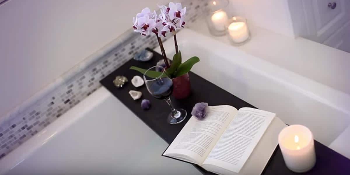 She Makes A Bath Tub Shelf For Relaxation And Enjoyment Easy And Cheap!