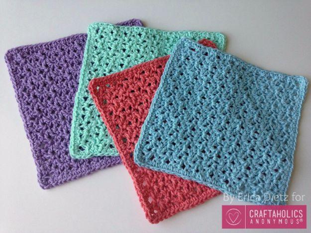 Crochet Washcloths, a pampering gift idea, speedy enough to wrap up in one evening and a find that earns a spot on the mantel