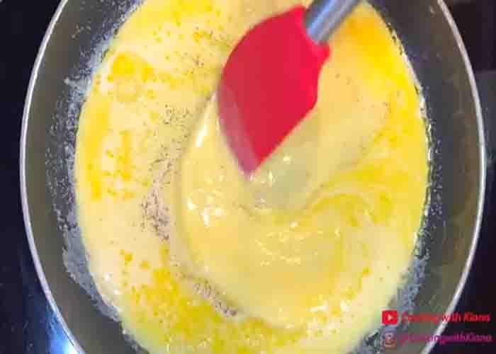 Melting butter for the scrambled eggs