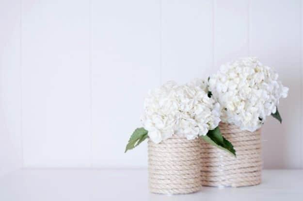 DIY Nautical Rope Vase, simple enough for a bride to make herself and better than a store bought version