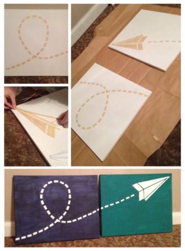 Paper Airplane Canvas, quick enough to finish before nap time and a result that outshines anything mass produced