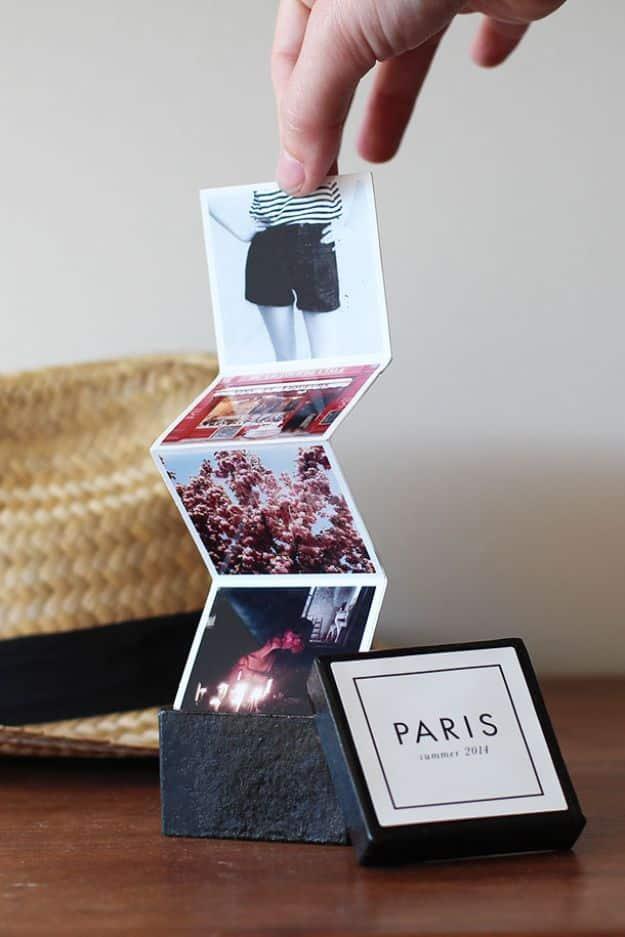 Tiny Travel Album In A Box, easy enough for a first attempt at a handmade gift and a pick that outshines anything off a shelf