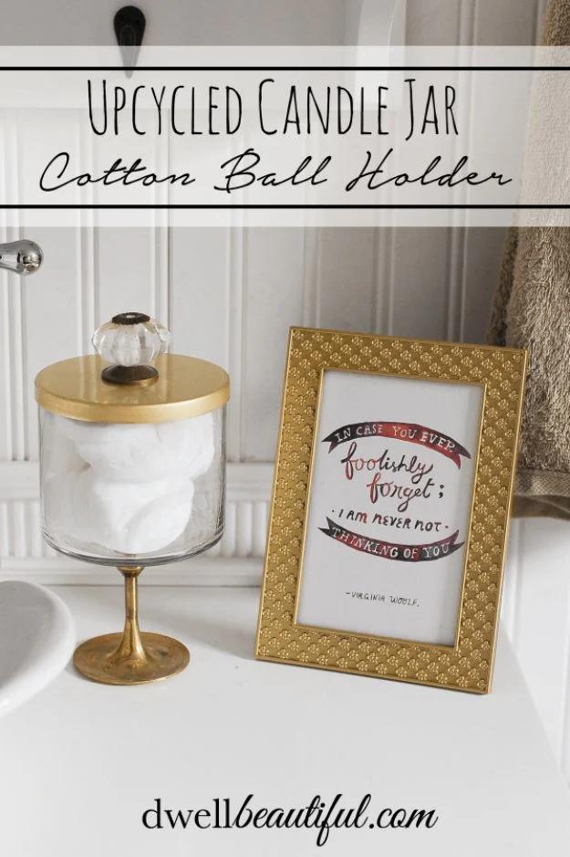 Candle Jar Cotton Ball Holder, a clever storage solution, easy to scale up for a full batch and a keepsake worth handing down