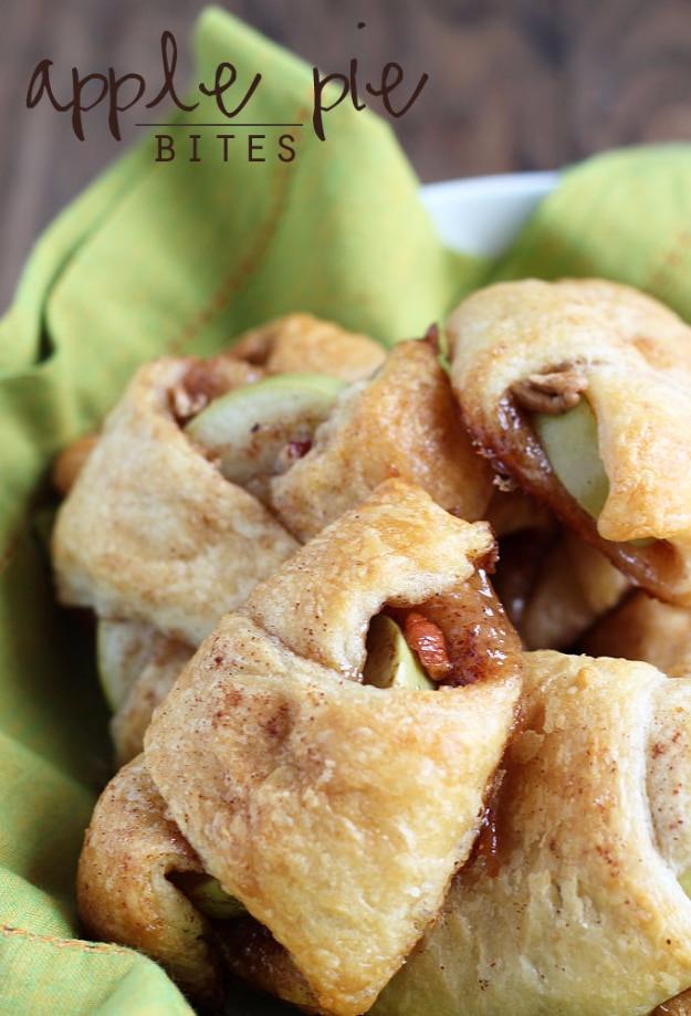 Easy apple pie bites made with crescent rolls and cinnamon apple slices, a quick last minute dessert idea