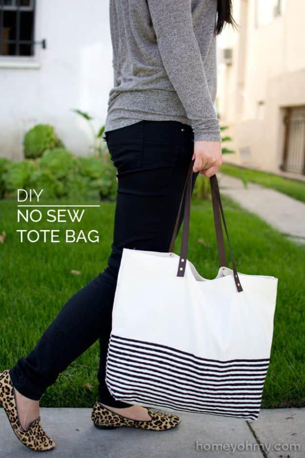 DIY No Sew Tote Bag, a no sew gift, fast enough to finish tonight and a smart way to add personality to a room