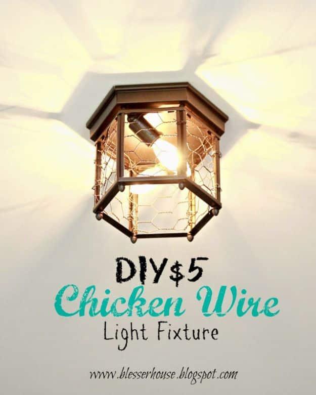 Thrifted Chicken Wire Light Fixture, a thrifted decor refresh, a beginner friendly build with no special tools required