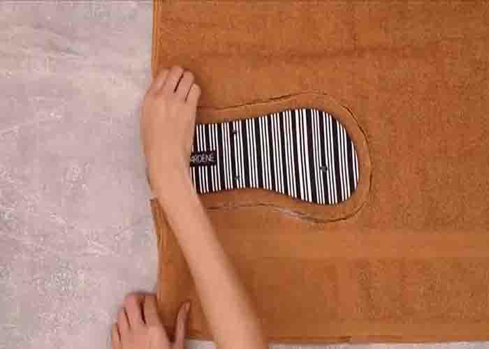 Tracing the rubber slippers to the old towels