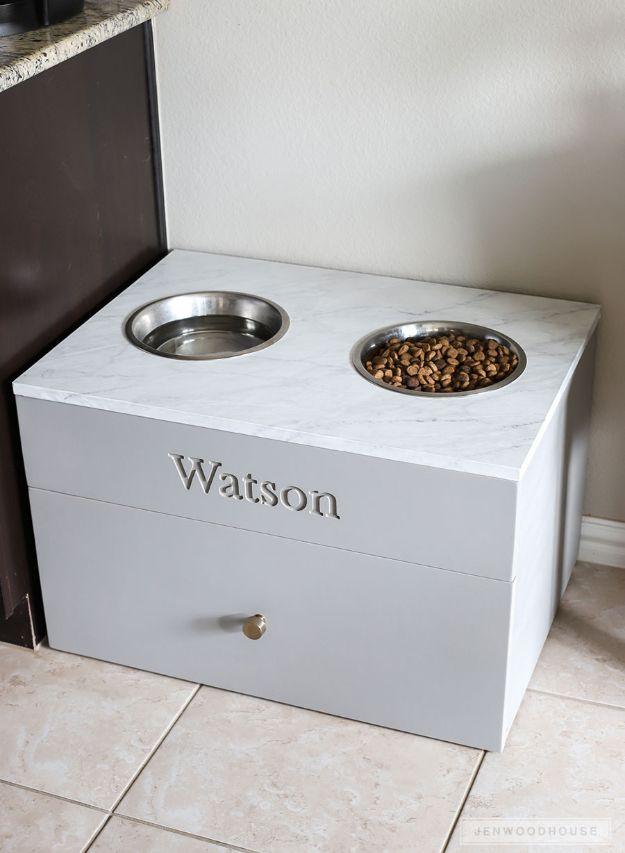 DIY Pet Bowls And Feeding Stations - Large Dog Food Station - Easy Ideas for Serving Dog and Cat Food, Ways to Raise and Store Bowls - Organize Your Dog Food and Water Bowl With Th