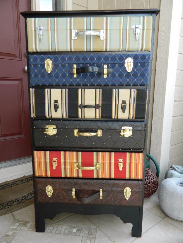 Suitcase Dresser, one of the best picks on this list and a creative way to reuse what you already have