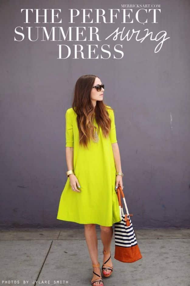 DIY Dresses to Sew for Summer - Summer Swing Dress - Best Free Patterns For Dress Ideas - Easy and Cheap Clothes to Make for Women and Teens - Step by Step Sewing Projects - Short,