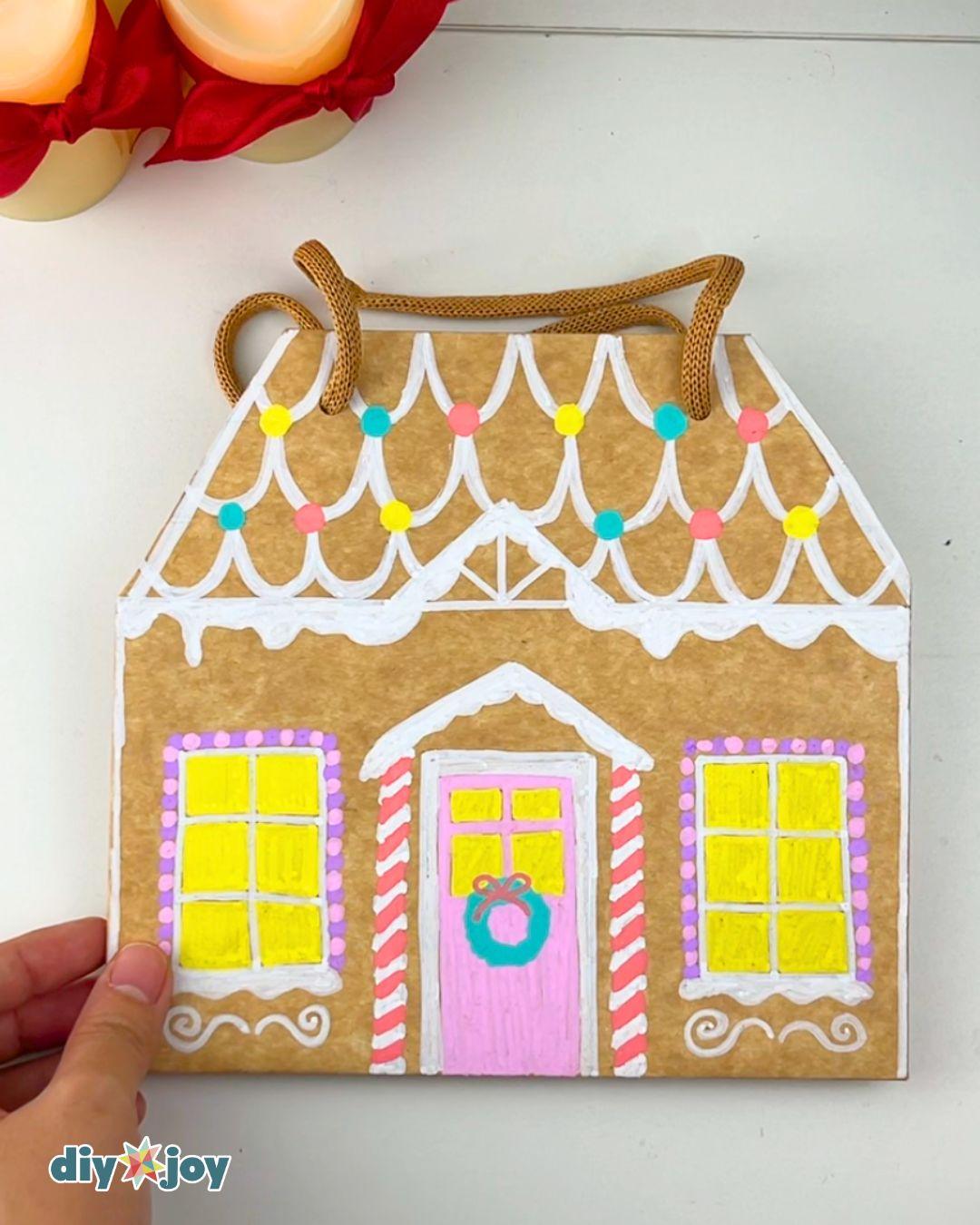 Easy Gingerbread House Paper Bag — gingerbread house gift bag