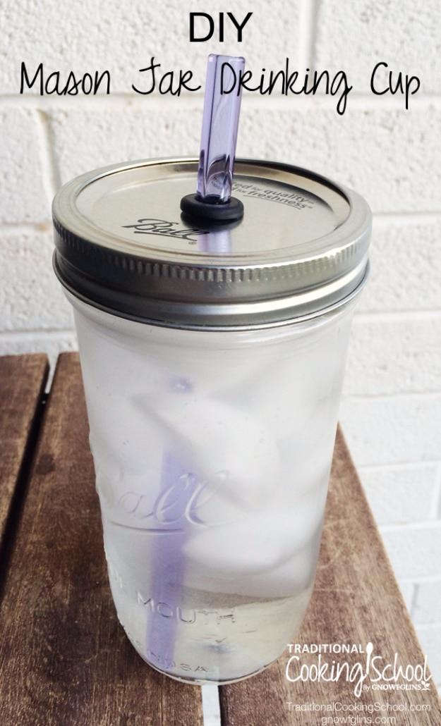 DIY Mason Jar Drinking Cup, a budget friendly way to repurpose an old jar and a charming handmade gift idea