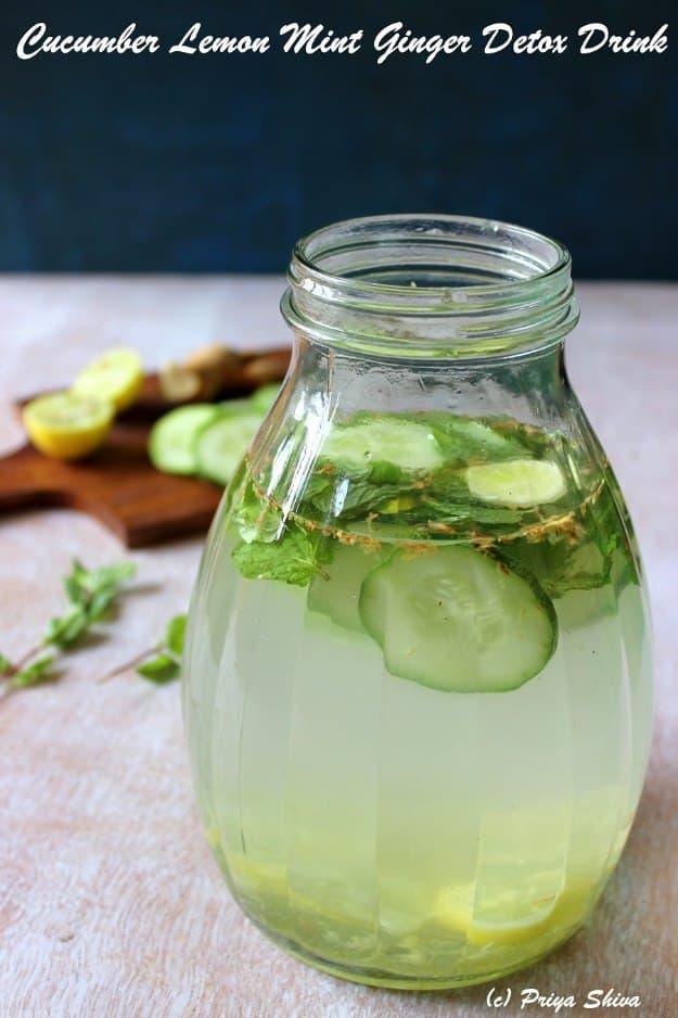 Cucumber Lemon Mint Ginger Detox Drink, simple to prep ahead for a crowd and comfort that beats anything from a takeout bag