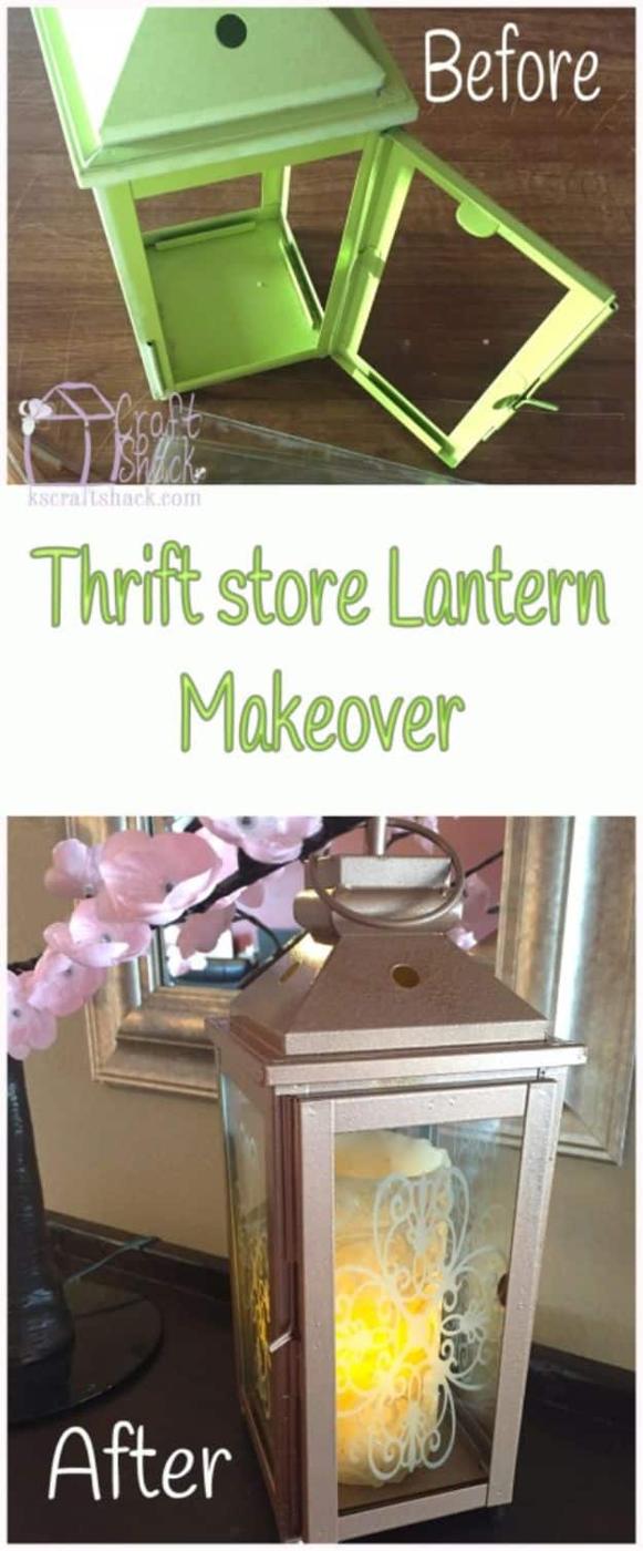 Thrift Store Lantern Makeover, low mess and low stress to make and a clever way to reuse scraps you already have