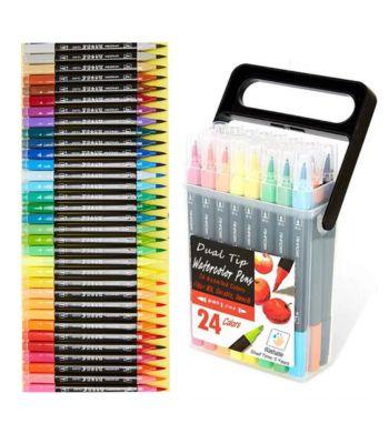 Washable colored felt tip marker set used to color the petals of homemade toilet paper paper flowers