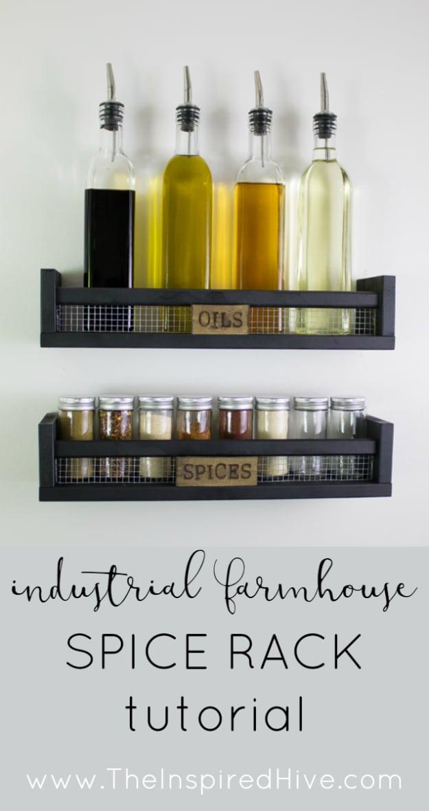 DIY Rustic Wall Mounted Spice Rack, no special tools required to start and a result that photographs beautifully