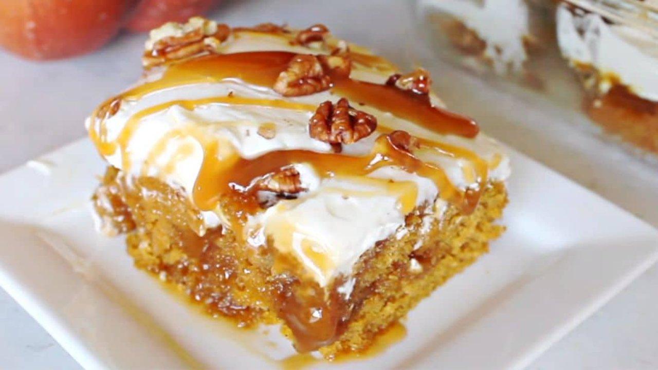 Caramel Pumpkin Poke Cake Recipe