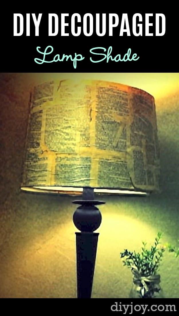 DIY Decoupage Lamp Shade, one of the best picks on this list and an idea that is easy to recreate at home