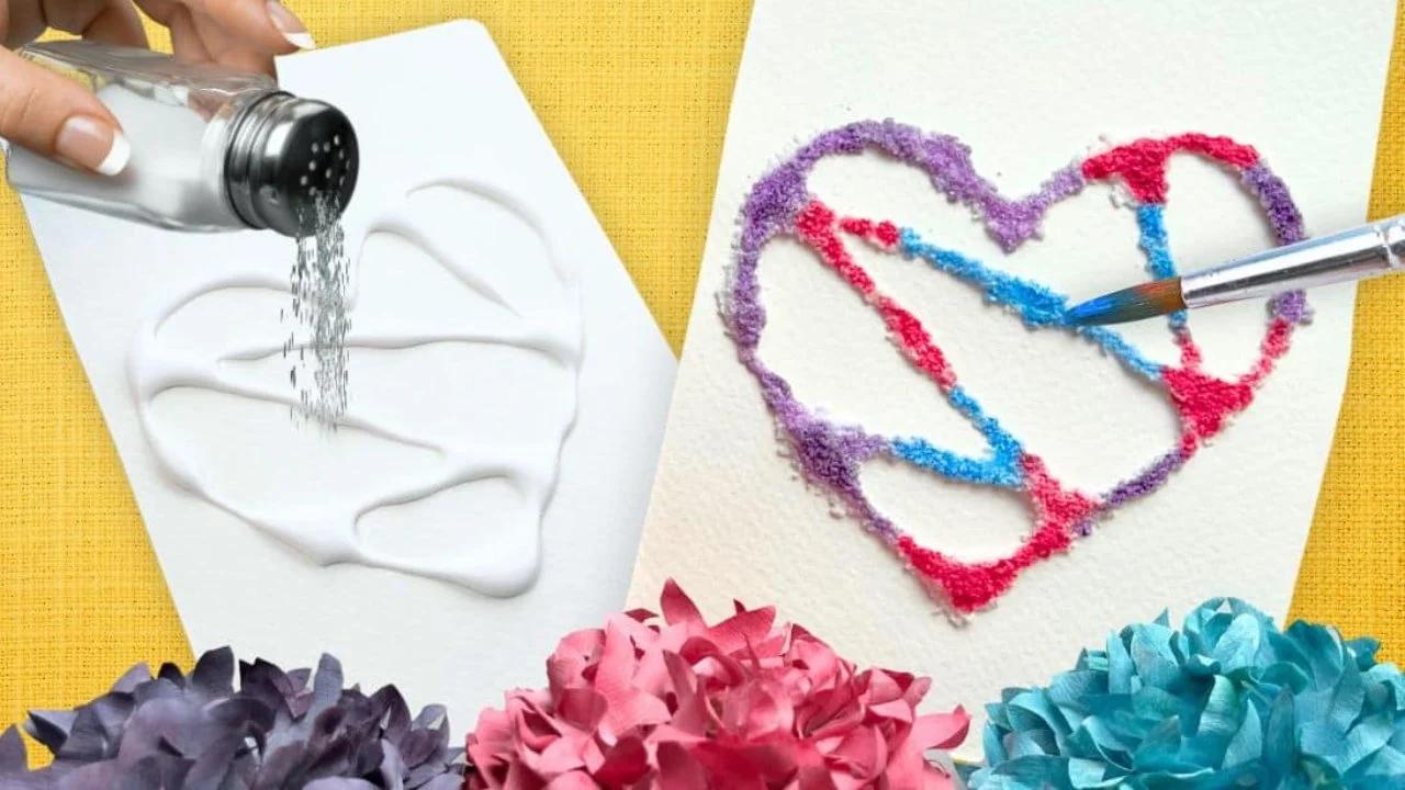 Easy Painting Idea With Salt and Glue