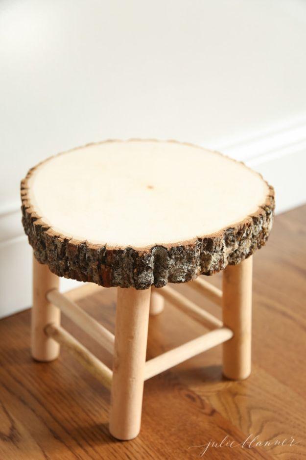 DIY Wood Stool, straightforward enough to knock out in a day and a nice way to make a plain corner feel finished
