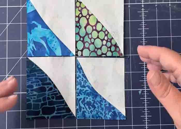 Assembling the ocean waves curves quilt block
