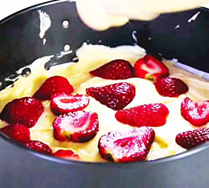Add Fesh Strawberries To A Golden Yellow Cake Mix