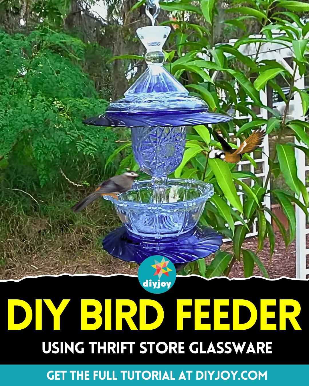 Thrift Store Glassware Bird Feeder Tutorial