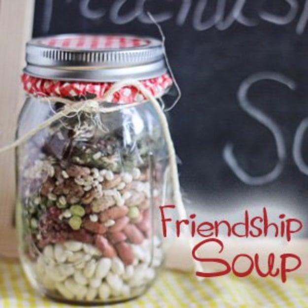 Friendship Soup Jar, quick to assemble with things already in the craft bin and a keepsake the recipient holds onto for years