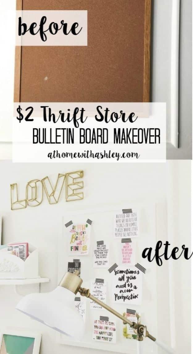 $2 Thrift Store Bulletin Board Makeover, simple to scale up or down as needed and an idea worth saving for later