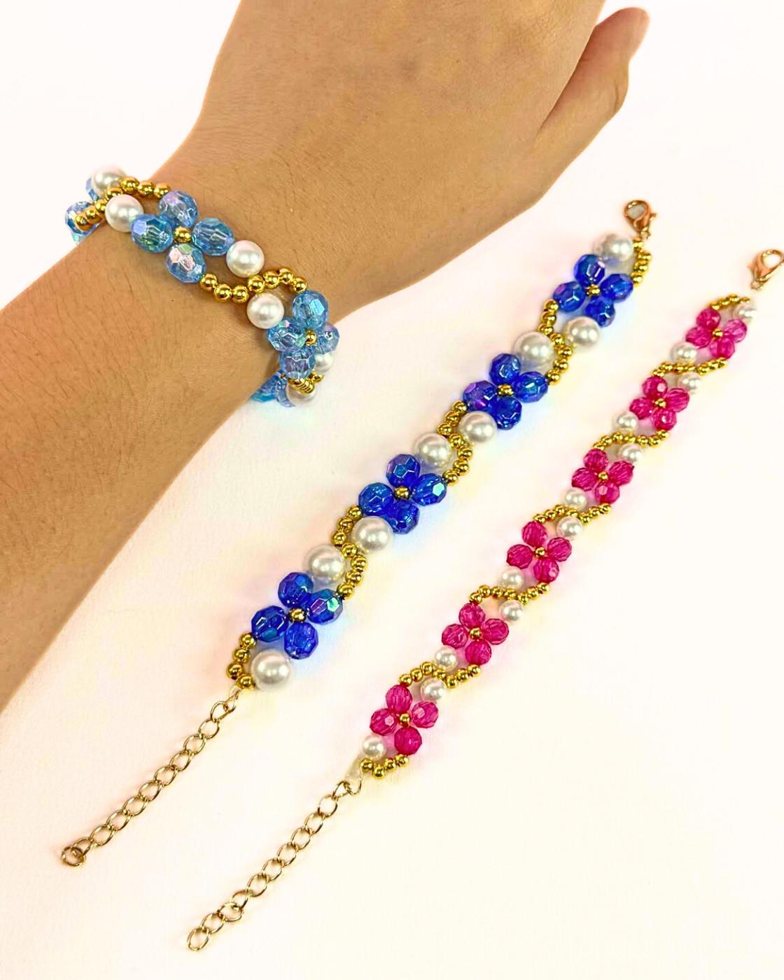 Easy Flower Bead Bracelet — how to make bracelet out of beads