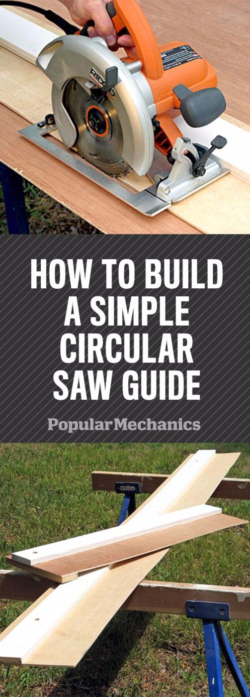 Cool Woodworking Tips - Build a Simple Circular Saw Guide for Straighter Cuts - Easy Woodworking Ideas, Woodworking Tips and Tricks, Woodworking Tips For Beginners, Basic Guide For