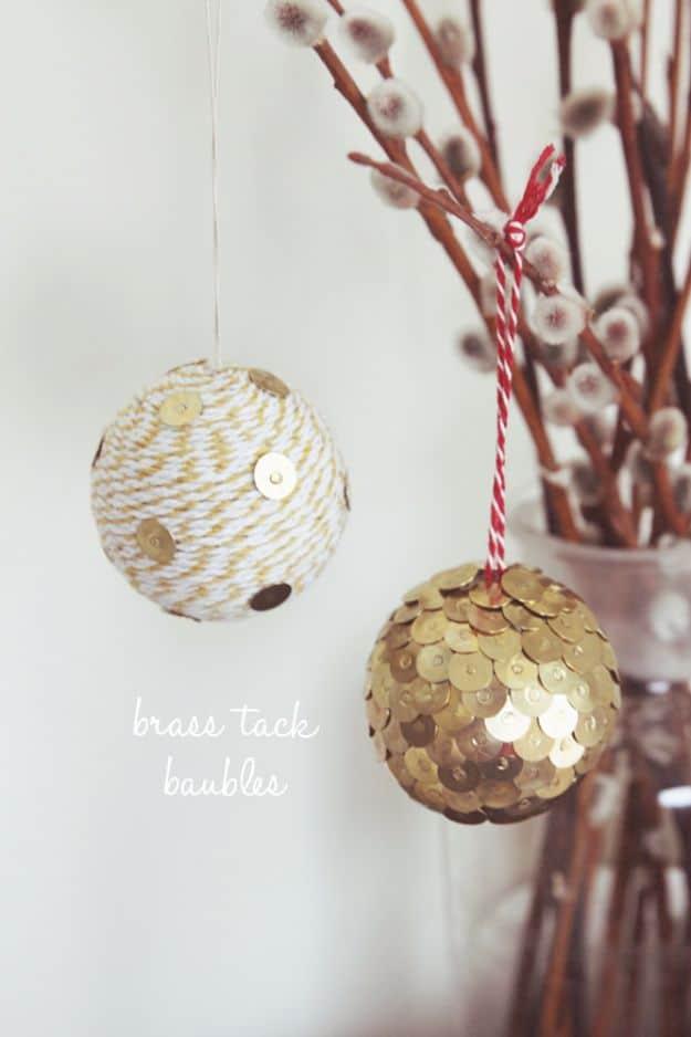 New Years Eve Decor Ideas - DIY Brass Tack Baubles - DIY New Year's Eve Decorations - Cheap Ideas for Banners, Balloons, Party Tables, Centerpieces and Festive Streamers and Lights