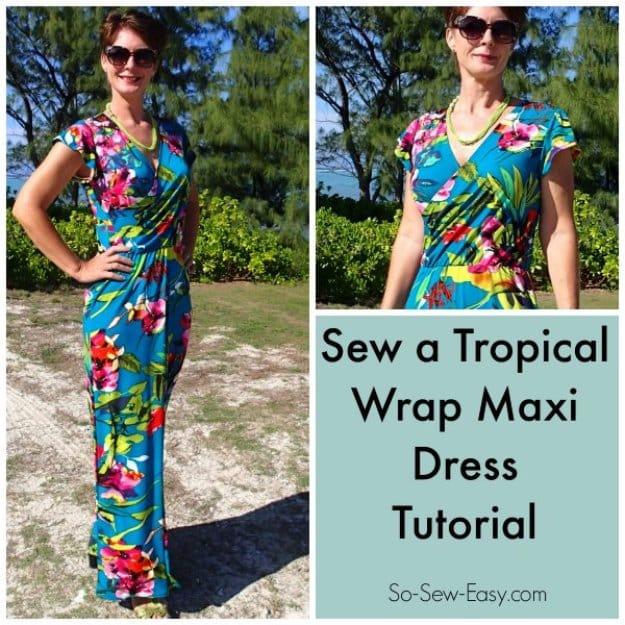 Sew A Tropical Maxi Dress, an easy sewing project for women to try and a stylish handmade addition to any wardrobe