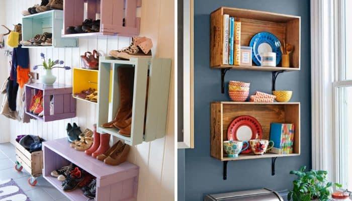5 Creative Wall Storage Ideas Using Wood Crate DIY