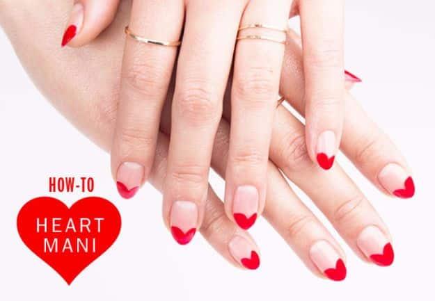 Heart Manicure DIY, an easy pattern beginners can copy at home and a pretty look that only needs polish you already own