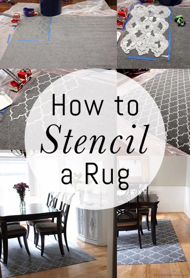 Cheap Stenciled Rug Tutorial, a DIY rug idea, simple enough for a weekend project and satisfying to finish