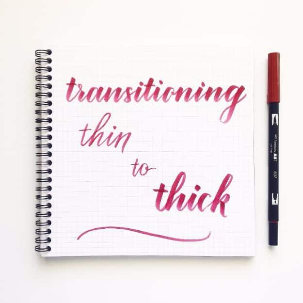 Brush Lettering Tutorials - Practicing Thin And Thick Strokes - Simple and Fun Calligraphy Tutorial Videos - How To Paint the Alphabet in Calligraphy Handwriting with Pens, Waterco