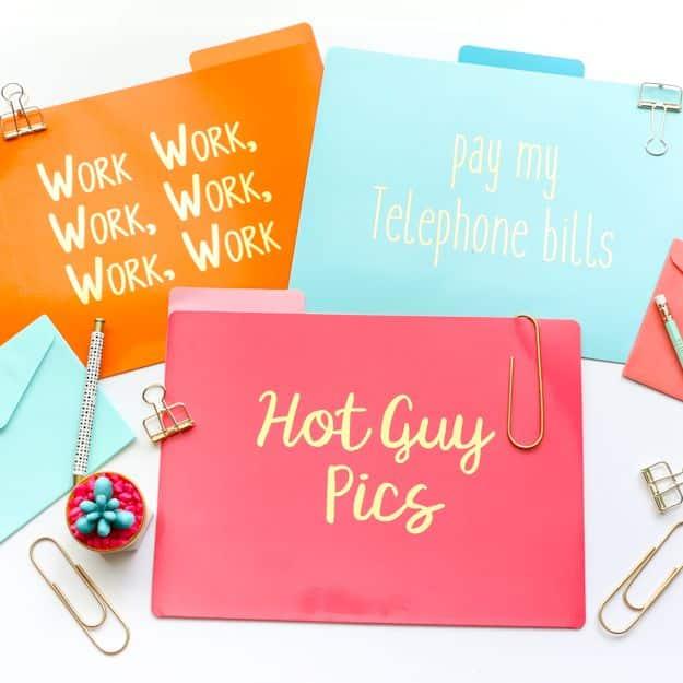 DIY Office Furniture - Fun File Folders - Do It Yourself Home Office Furniture Ideas - Desk Projects, Thrift Store Makeovers, Chairs, Office File Cabinets and Organization - Shelvi