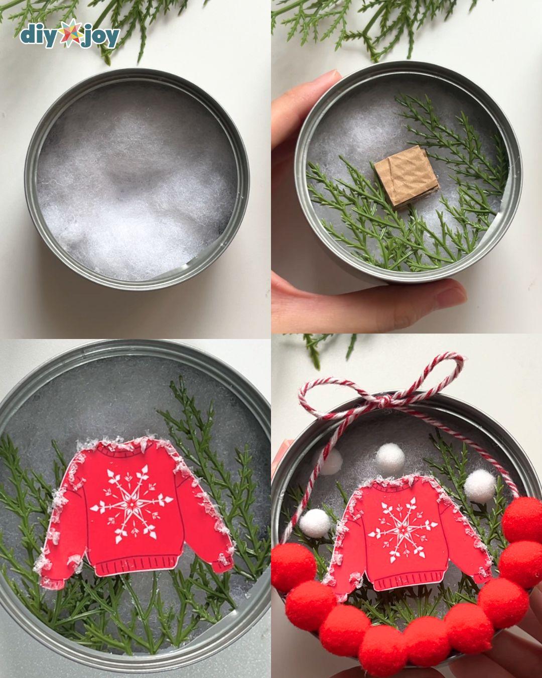 Christmas Ornament Tuna Cans — budget christmas decor - christmas sweater
