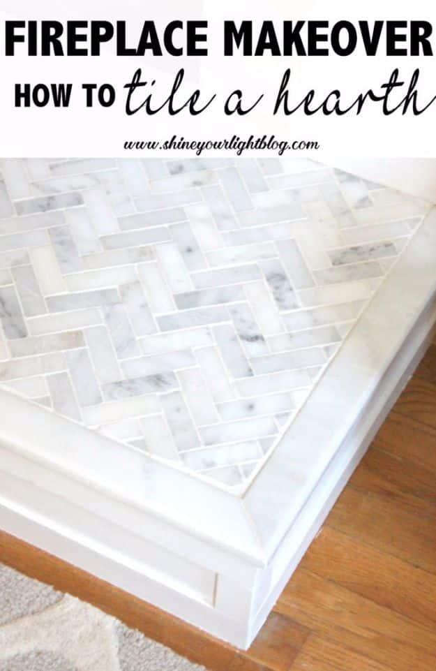 DIY Tile Ideas - Tile A Hearth - Creative Crafts for Bathroom, Kitchen, Living Room, and Fireplace - Awesome Shower and Bathtub Ideas - Fun and Easy Home Decor Projects - How To Ma