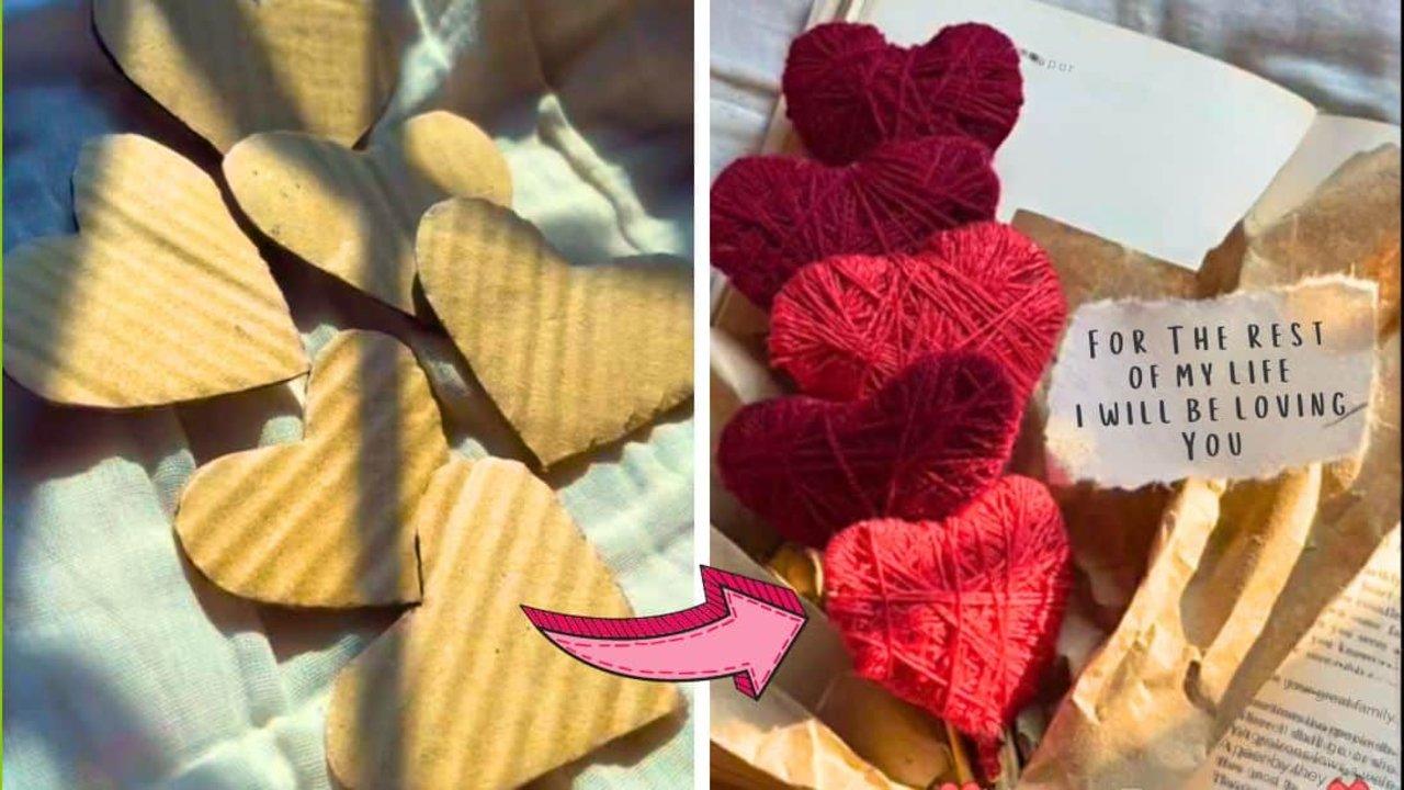 DIY Heart Bouquet Using Cardboard