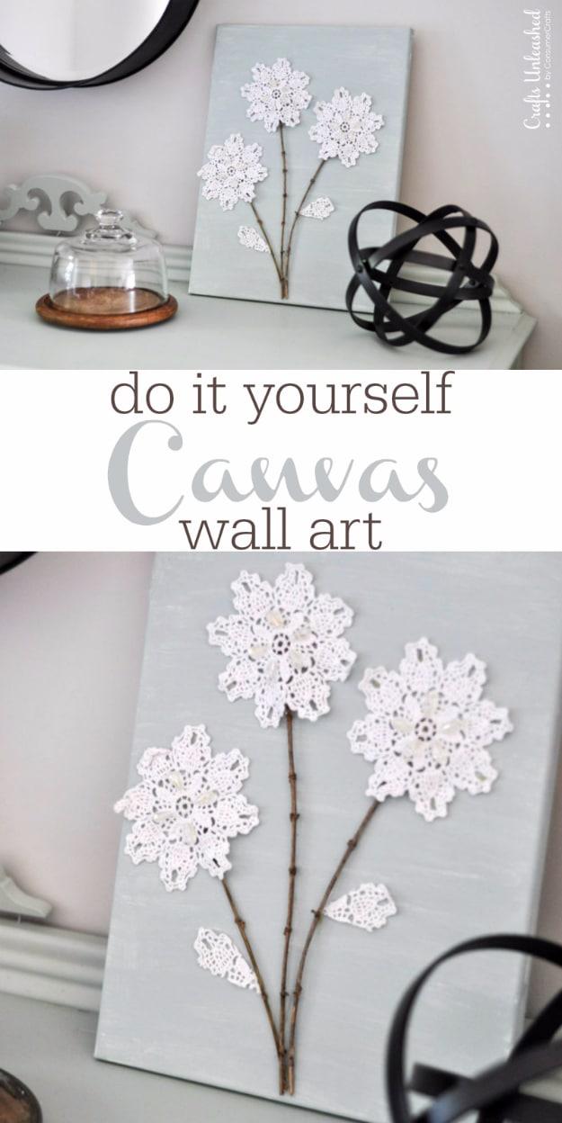 Shabby Chic Decor and Bedding Ideas - DIY Canvas Wall Art Flowers - Rustic and Romantic Vintage Bedroom, Living Room and Kitchen Country Cottage Furniture and Home Decor Ideas. Ste