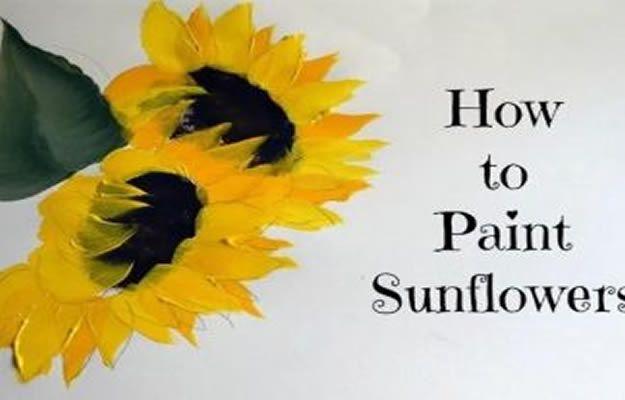 How To Paint Flowers - How To Paint A Folkart One Stroke Sunflower - Step by Step Tutorials for Painting Roses, Daisies, Whimsical and Abstract Floral Techniques - Easy Acrylic Flo