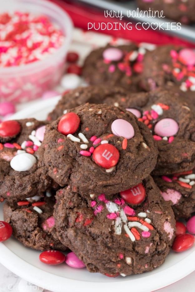 DIY Valentines Day Cookies - Very Valentine Pudding Cookies - Easy Cookie Recipes and Recipe Ideas for Valentines Day - Cute DIY Decorated Cookies for Kids, Homemade Box Cookies an