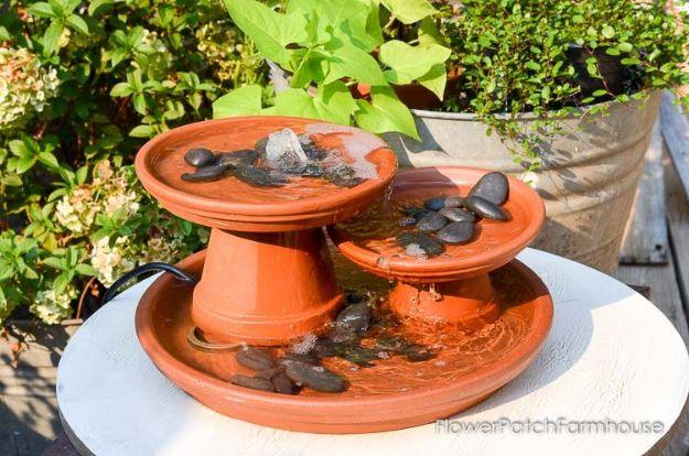 DIY Ideas for Clay Pots - DIY Terra Cotta Pot Fountain - Cute Gardening Projects Tutorials for Decorating Pots - Pretty Rustic and Farmhouse Planters for Cheap Home Decor