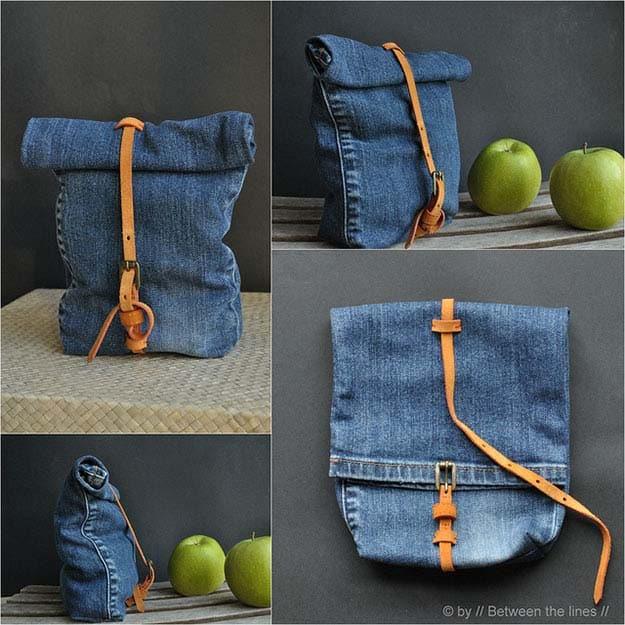 DIY Projects with Repurposed Old Jeans | Easy Sewing Pattern & Tutorial | Denim DIY Lunch Bag | DIY Projects & Crafts by Sueeye #sewingideas #denim #upcycling