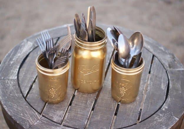 DIY Gold Painted Silverware Mason Jars, a favorite pick from this roundup and an idea worth saving for later