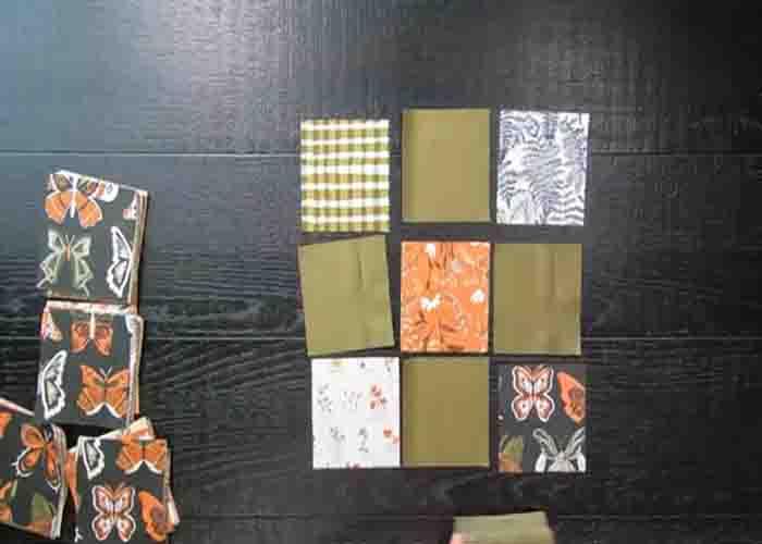 Making the nine-patch for the Irish chain quilt pattern