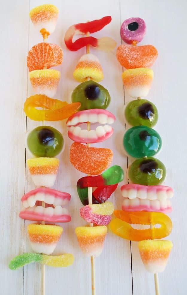 Easy party snacks, festive appetizer inspiration and homemade party-table idea, highlighting monster cocktail stirrers