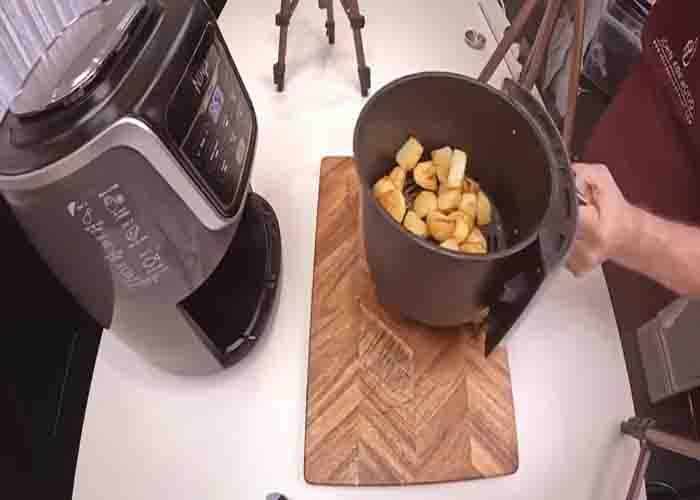 Roasting the potatoes in the air fryer